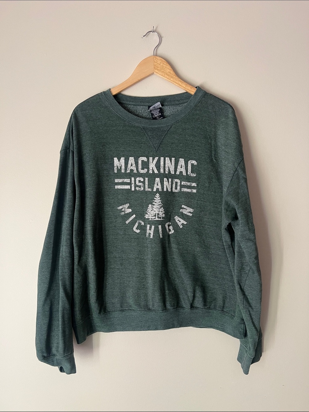 Mackinac Island Michigan Forest Graphic Sweatshirt - Deep Green